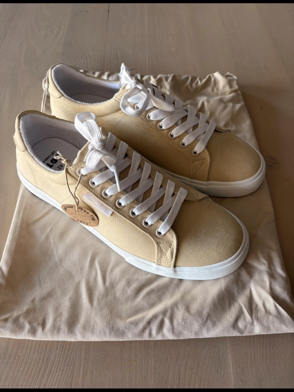 Casual Low-Top Canvas Sneakers in Light Beige